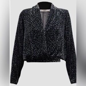 Ramy Brook NWOT Jordyn Leopard Print Velvet Blouse Silk Blend